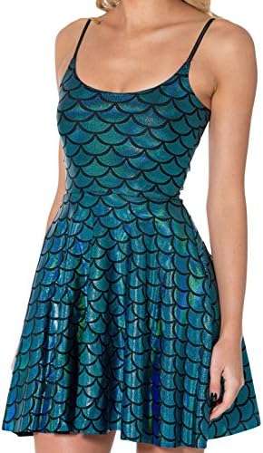 Shefetch Women's Club Calibration Print Spaghetti Strap Skater Dress Dark Blue Asian 2XL