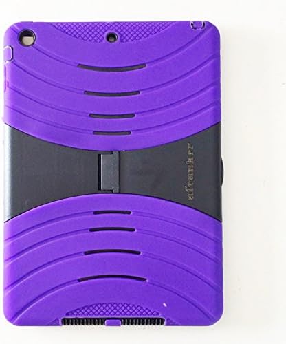 Ipad air / Ipad 5 Case Lightweight Shockproof Drop Resistance Rugged Silicone + Plastic 2 Layer Hybrid Defender Super Protection Case and Built-in Kickstand Purple