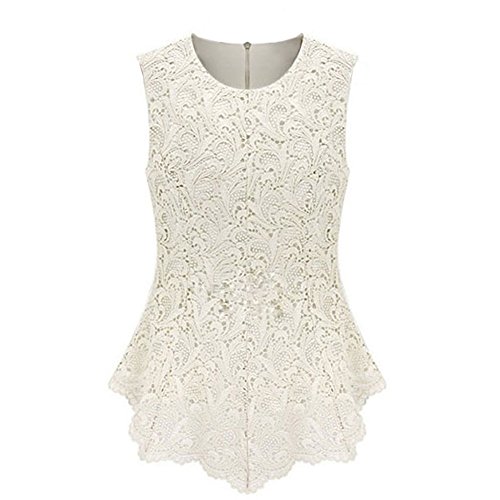 OFTEN® Women's Sexy Chic Lace Shirt Fashion Sleeveless Blouse Black/ White/Red