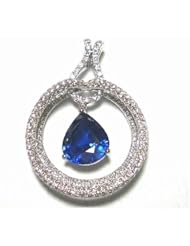 18K White Gold Sapphire and Diamond Pendant -- LIFETIME WARRANTY