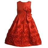 Bonnie Jean LITTLE GIRLS 4-6X RED BONAZ ROSETTE TAFETTA Special Occasion Wedding Flower Girl Holiday Pageant Party Dress