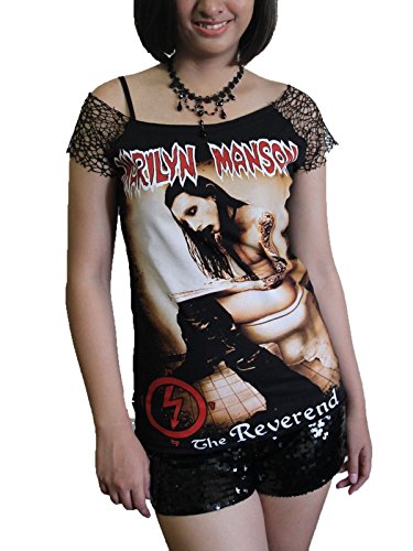 Skullangel DIY Marilyn Manson Rock Nest Lace Off Shoulder Sleeve Tank Top