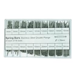 Spring Bar Pin Assortment Stainless Steel For Heavier Watch Bands Sizes 8-24mm Thickness 1.78mm
