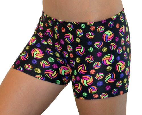 Multi-Neon Volleyballs Spandex Shorts Inseam in 3 Lengths