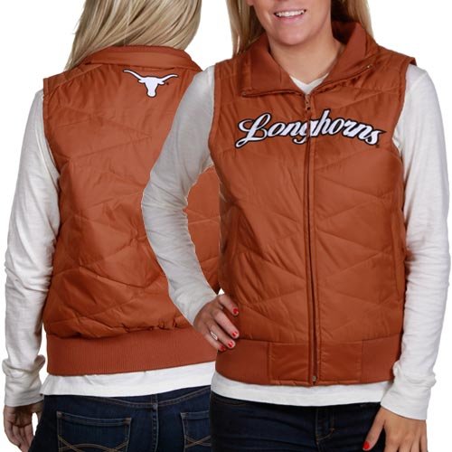 Texas Longhorns Ladies Burnt Orange Full Zip Bubble Vest (Medium)
