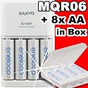 Sanyo Eneloop Schnellladegerät MQR06 mit LED-Anzeige + 8 x Eneloop AA - Akkus ( NEUESTE VERSION HR-3UTGA - 50% mehr LEBENSDAUER - bis 1500 LADEZYKLEN ) in speziellen, hochwertigen Akkuboxen der Akku-Onlinehandel GmbH