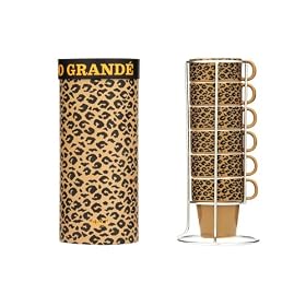 Present Time Bud Coffee Set Tower Leopard with Ceramic Stand