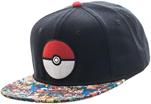 New Pokemon Poke Ball Black Cap Hat Adjustable Adult Size Flat Bill