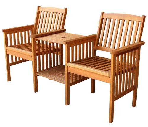 LuuNguyen - Outdoor Hardwood Tete a Tete Bench (Natural Wood Finish)