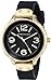 Anne Klein Women's AK/1614GPBK Gold-Tone Black Chevron Pattern Silicone Strap Watch