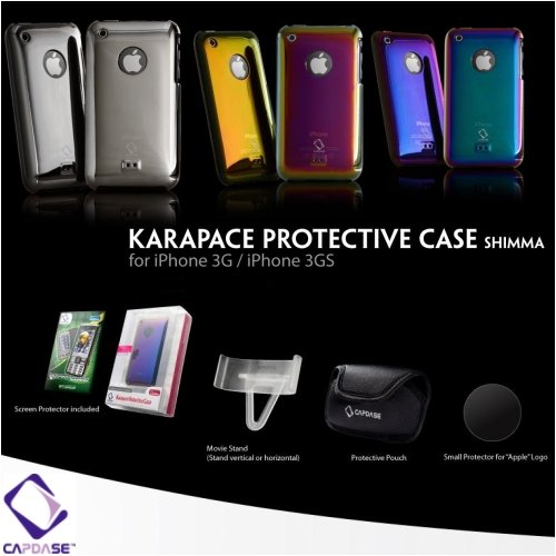 CAPDASE iPhone 3G & 3GS Karapace Protective Case with Screen Guard Crystal Clear: Shimma, Gold プロテクティブ ハードリアカバー シンマ （クリスタル・クリアー 液晶保護シート 付き） ゴールド KPIH3G-3S0T