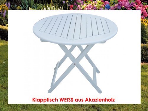 Klapptisch Holz WEISS 50 x 50 cm Beistelltisch klappbar Gartentisch Tisch