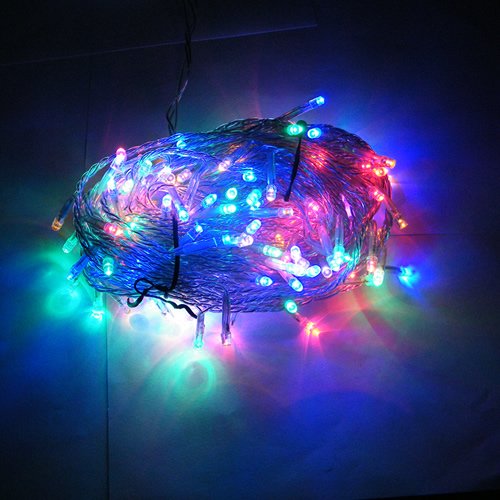 Guirlande lumineuse LED , 400 LED Multicolores sur Câble Transparent, 42M,220V