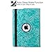 iPad Air 2 Case, TabPow [360 Degrees][Flip][Smart Case] PU Leather Flip Case [Magnetic Closure] Smart Cover with Stand [Auto Sleep/Wake] for Apple iPad Air 2/ iPad 6th Generation, Grapevine Turquoise