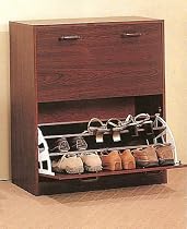 Double Cherry Finish Shoe Cabinet