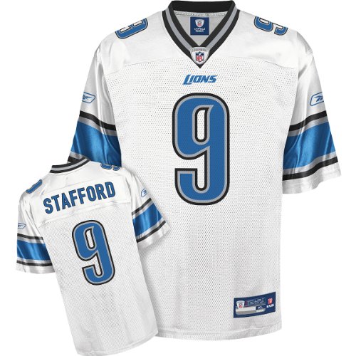 Reebok Detroit Lions Matthew Stafford Replica White Jersey Small