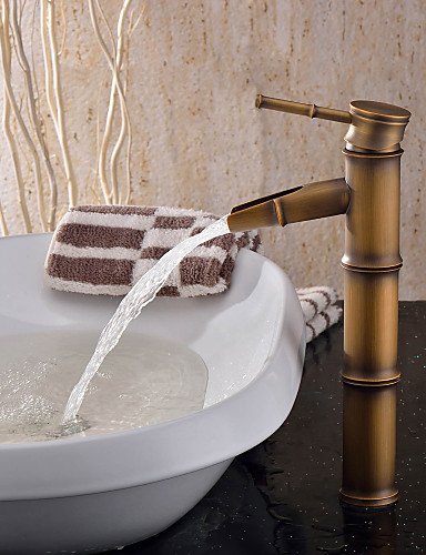 BBSLT-Personalized Bathroom Sink Faucet Antique Brass Finish-Bamboo Shape Design , insert your name-arial