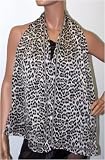 Textured Silk Georgette Scarf Animal Oblong-Leopard