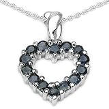 1.15 Carat Genuine Blue Sapphire Sterling Silver Heart Pendant