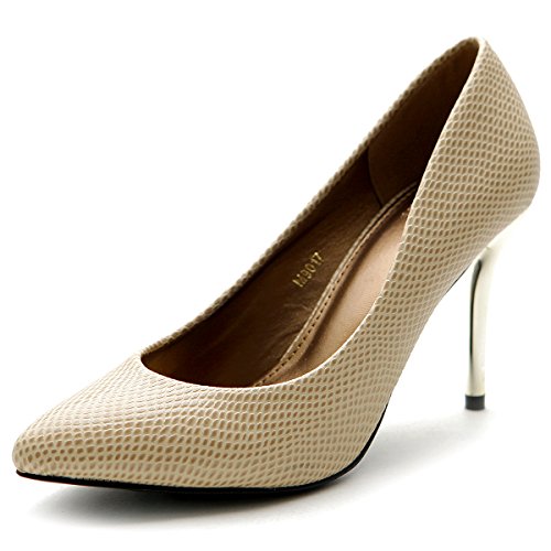 Ollio Women's Shoe Metalic High Heeled Snake Skin Dress Pump