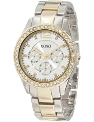 XOXO Womens XO5478 Two-Tone Bracelet With Rhinestones Accent Bezel Watch