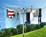 Ex Large 60mtr Rotary Washing Line Kit, Includes Free Zipped Waterproof Cover and Heavy Duty Metal Ground Spike