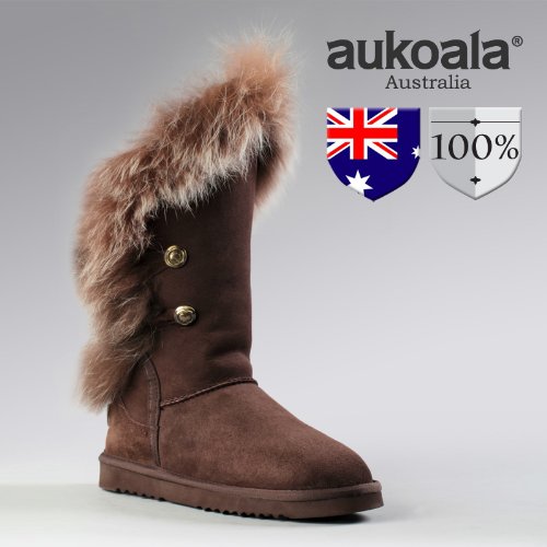 Aukoala Snow Boots Australia Sheepskin Warm Narnia Short For Womens_Chocolate_Us Size 6 On Sale