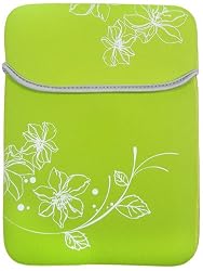 8 - 10.1 inch Lime Green Blossom Floral Neoprene Netbook Laptop Sleeve Slip Case Pouch Bag for iPad, Acer, ASUS, Dell, HP