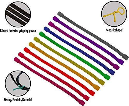 Rybak3 Trauma Ties. 5 Pack of the Best Silicone Rubber 6" Twist, Gear, Cable Tie Fasteners Available, Multi-Purpose, Flexible, Reusable, Durable, Strong, Tough and Safe.