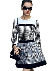 Striped Print Plaid Print Fall Vintage  Dress