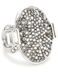 Judith Leiber Jewelry Pave Crystal, Rhodium and Crystal Multi Baguette Ring, Size 7