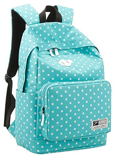 eKingstore Polka Dot Canvas Unisex Women and Man Canvas Rucksack Casual Daypack Backpack Laptop Backpack College Bookbag Book Tote Bag for Teens Students School Bags (Blue)
