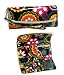 Black Colorful Flower Retro Laminated Wristlet Wallet Organizer Cell Phone Holder