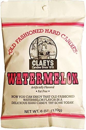 Clay Foods - Claeys' Hard Candy - Pick a Flavor - Anise, Apple, Assorted Fruit, Cherry, Cinnamon, Horehound, Lemon, Licorice, Peppermint, Root Beer, Sassafras, or Watermelon - 6 oz Bag (watermelon)