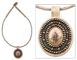 Rami and beads necklace, 'St. Francis' 1" W 1" L Rami and beads necklace, 'St. Francis' 1" W 1" L