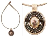 Rami and beads necklace, 'St. Francis' 1 W 1 L