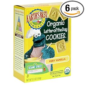 Earth's Best Organic Sesame Street Letter of the Day Cookies, Very Vanilla, 5.3-Ounce Box (Pack of 6)