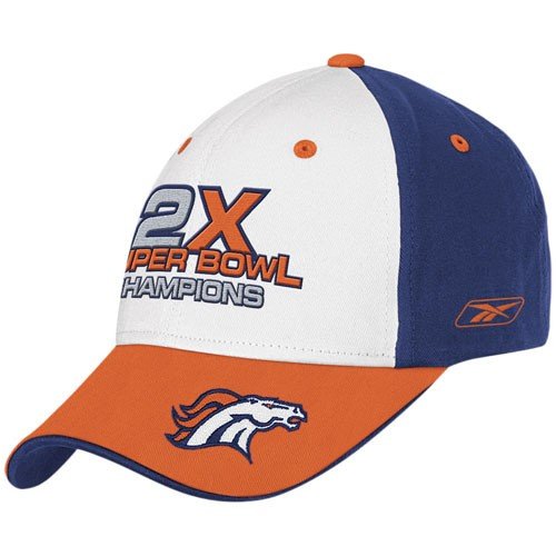 Buy Reebok Denver Broncos White 2-Time Superbowl Champions Adjustable Hat by Reebok