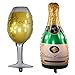 Langxun Wine Glass and Champagne Large Size and Thickened Foil Balloons Air-filled / Helium Balloons for Wedding Birthday Party Anniversary Decorations