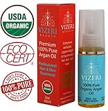 Argan Oil For Hair, Skin, Nails: Luxury 100% Pure Organic Argan Oil. 60-Day Return Empty Bottle Guarantee. USDA & Ecocert Certified. Use For Anti-Wrinkle, Hair Growth And Anti-Frizz, Moisturizer For Dry Skin, Face, Anti-Aging, Natural Skin Care, Cuticle Oil, Beard Oil, Stretch Mark Oil, Vitamin E Oil. Huge Temporary Packaging Price Reduction.
