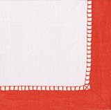 Caspari Set of Two Linen Coral Paper Cocktail Napkins packages, 20 per package