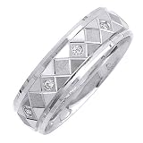 Beverly Diamonds Mens 14K WHITE GOLD DIAMOND WEDDING BAND RING Round-Shape