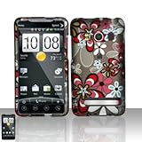 HTC EVO 4G Rubberized Flower 2D Premium Snap-On Phone Protector Hard Cover  ....