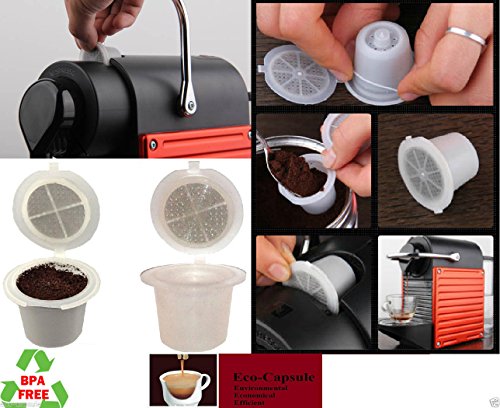 5pcs Refillable/ Reusable Nespresso Capsule Set, Built in Stainless Steel Filter