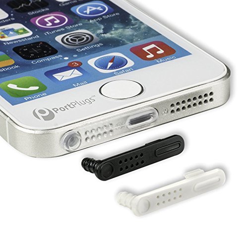 PortPlugs for iPhone 5, 5s, 5c -Silicone Anti Dust Plugs; 2-in-1 Design Protects Lightning & Headphone Jacks Against Dirt, Sand & Splashes [Set of 5] (Clear)