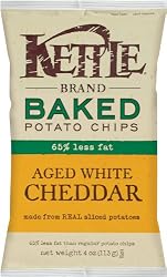 Kettle Bakes Potato Chips, Aged White Cheddar, 4-Ounce Bags (Pack of 15)