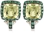 Sterling Silver Green Gold Quartz with Tsavorite Accent Square Earrings