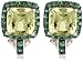 Sterling Silver Green Gold Quartz w/ Tsavorite Accent Square Earrings