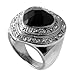 316L Stainless Steel Ring with Black Onyx - Heart title=