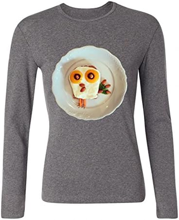 CYOJZJ Fried Egg Funy T-shrts for Women Grey L